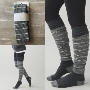 OS NWT Lululemon Savasana Sock Dark Slate / Angel Wing (grey / off white stripe)